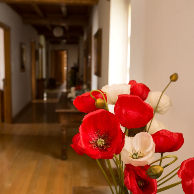 a vase of flowers on a table