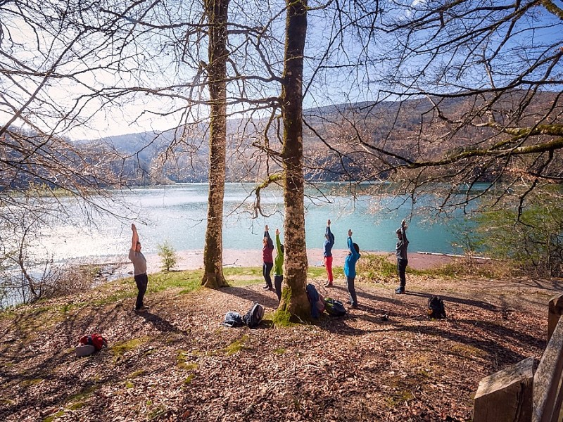 a person standing next to a tree