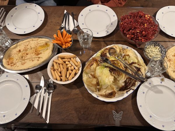 a bunch of food on a plate on a table