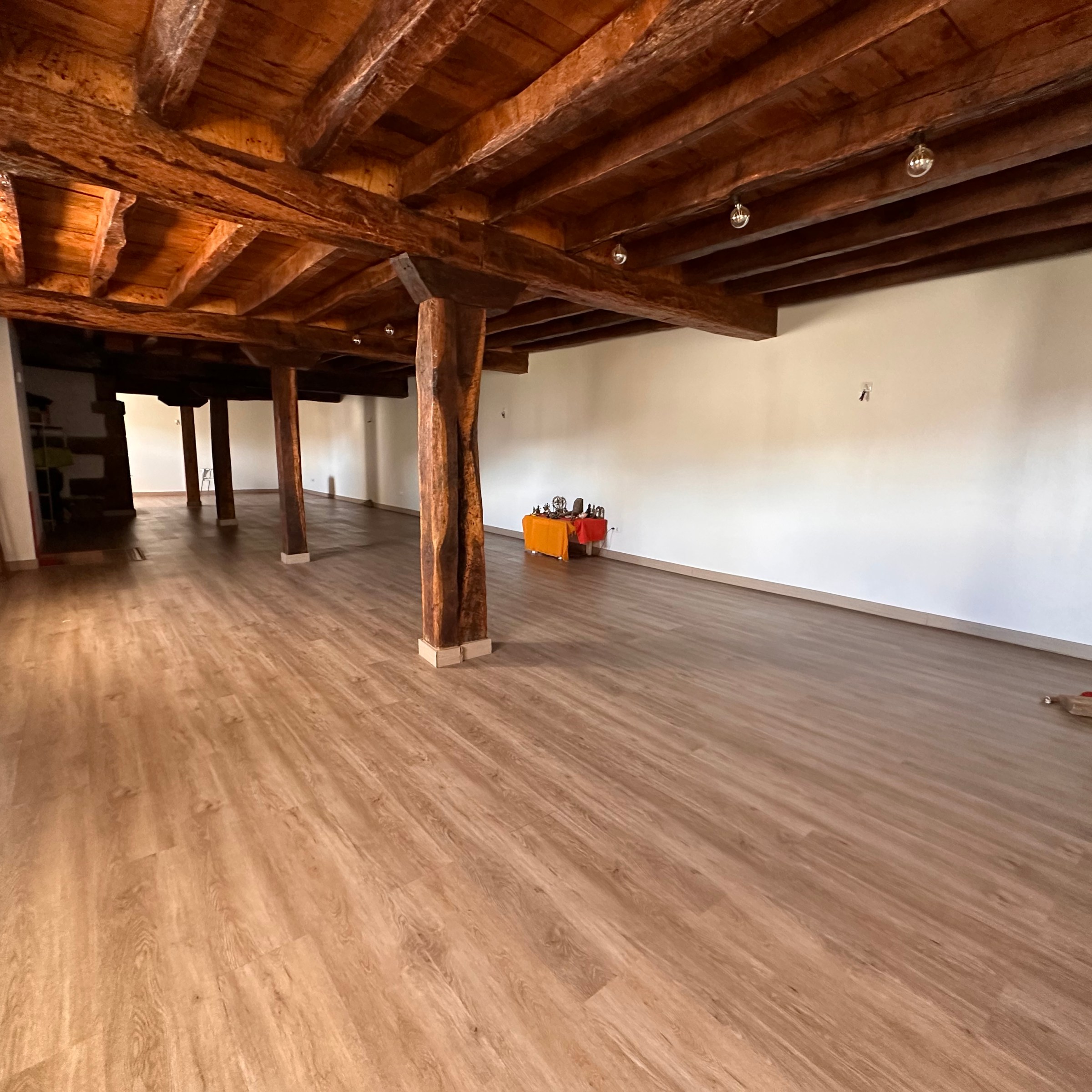 a room with a wood floor